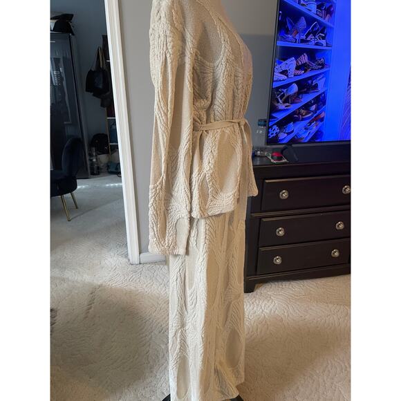 NWT Zara Textured Knit 2-Piece Set Ivory Size L Belted Top Maxi Skirt - Picture 5 of 5